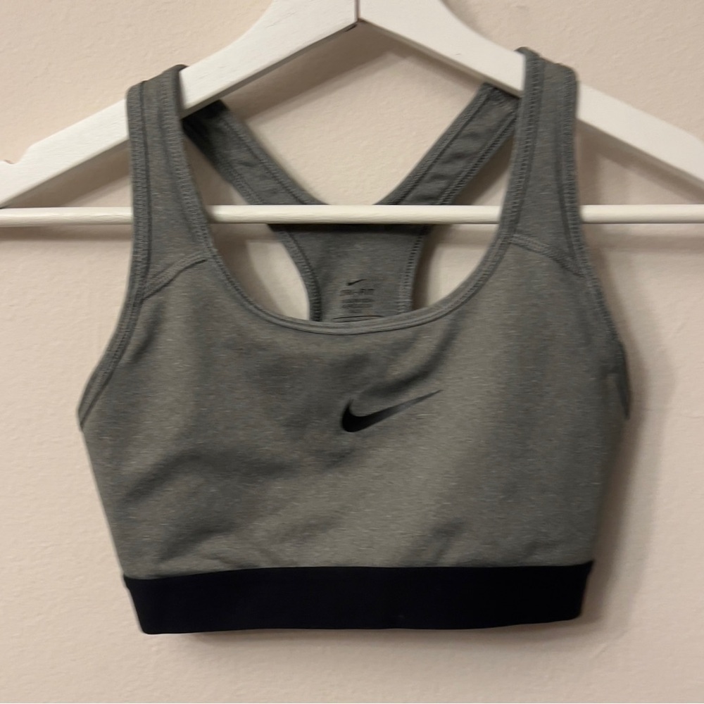 Nike Gray and Black Medium Support Sports Bra basic 335